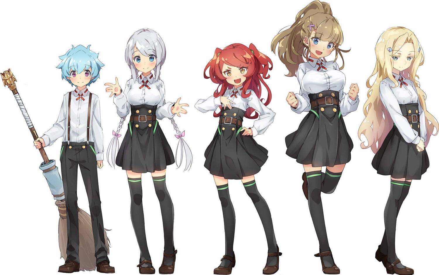 bun150, seifuku, thighhighs