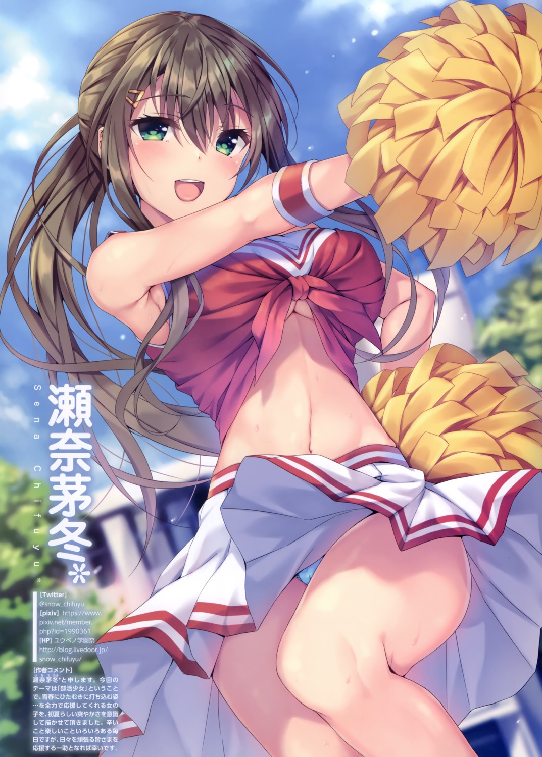 cheerleader, pantsu, sena_chifuyu, shirt_lift, wardrobe_malfunction