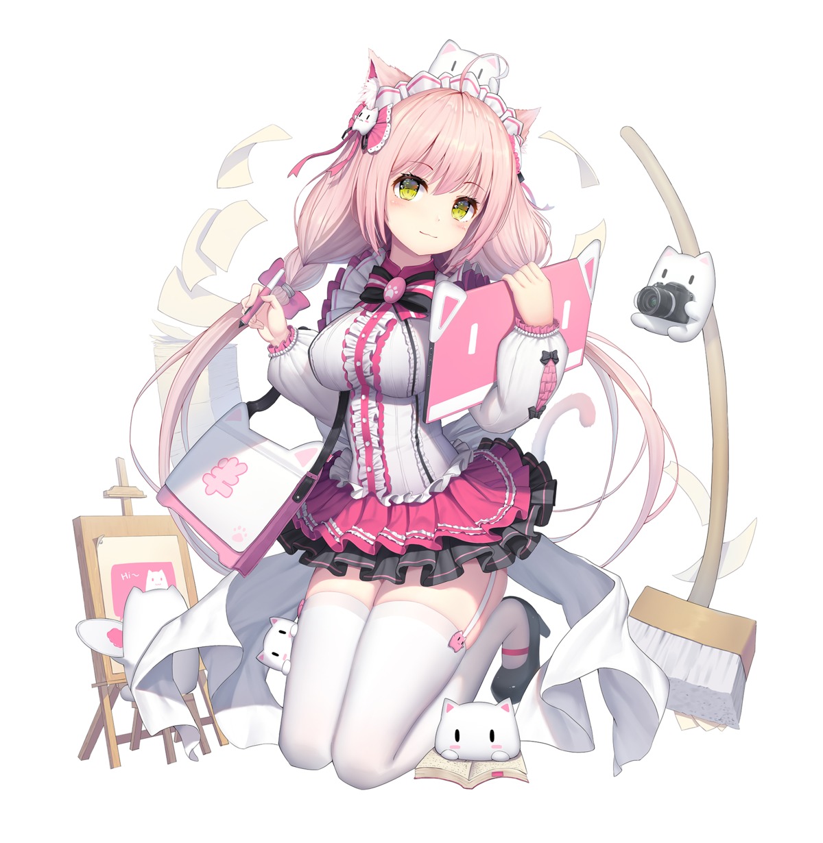 animal_ears, dress, heels, neko, nekomimi, possible_duplicate, rorinya, stockings