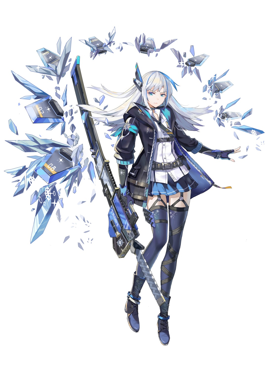 heels, horns, qihai_lunpo, seifuku, stockings, sword, thighhighs