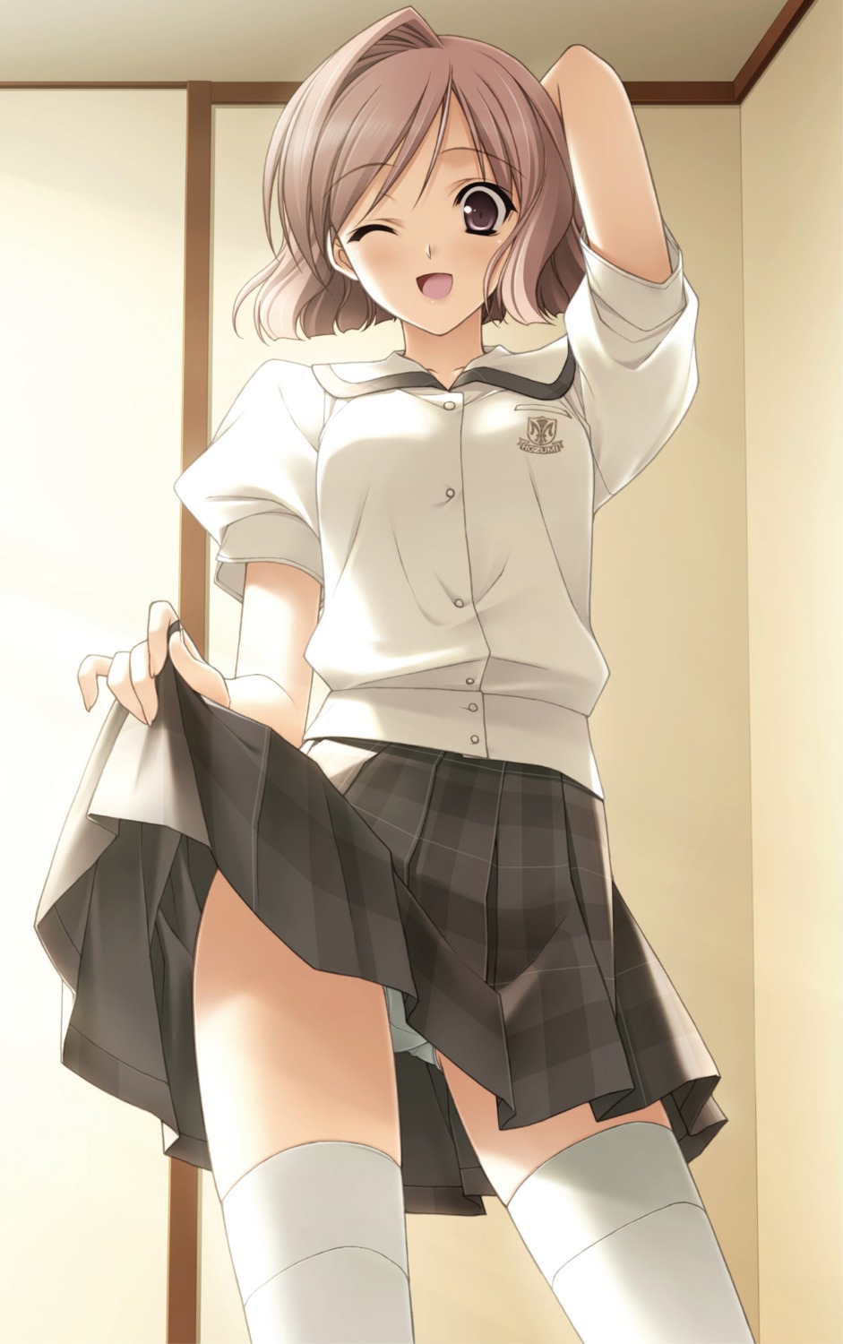 nogisaka_motoka, pantsu, possible_duplicate, seifuku, skirt_lift, sphere, suzuhira_hiro, thighhighs