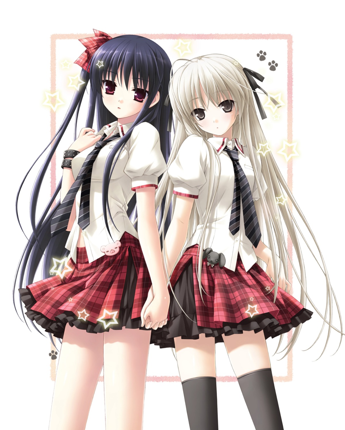 crossover, cube, hashimoto_takashi, kanekiyo_miwa, kasugano_sora, natsu_no_ame, segawa_rikako, seifuku, sphere, thighhighs, yosuga_no_sora