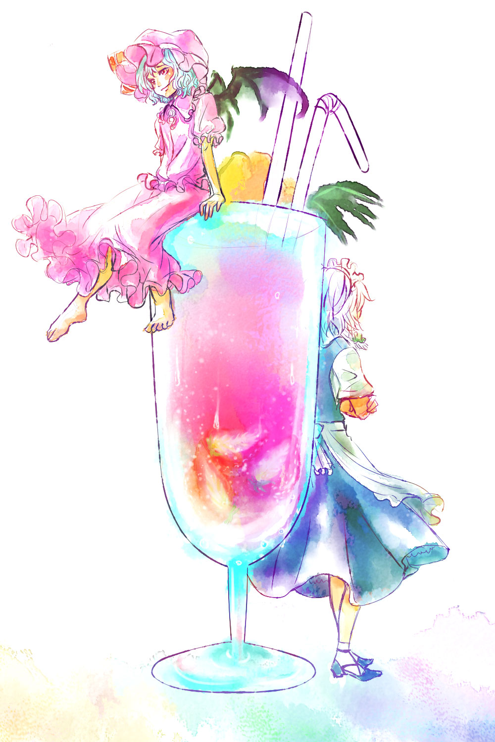 izayoi_sakuya, maid, remilia_scarlet, sunata, touhou, wings