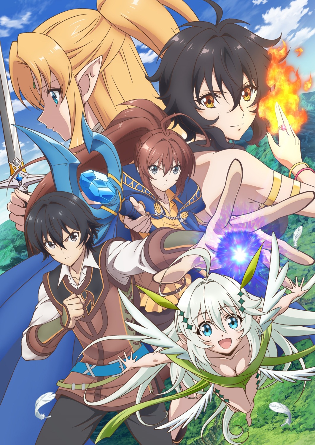 airy, azuma_rin_(isekai_cheat_magician), cleavage, isekai_cheat_magician, lemiya, myura, nishimura_taichi, pointy_ears