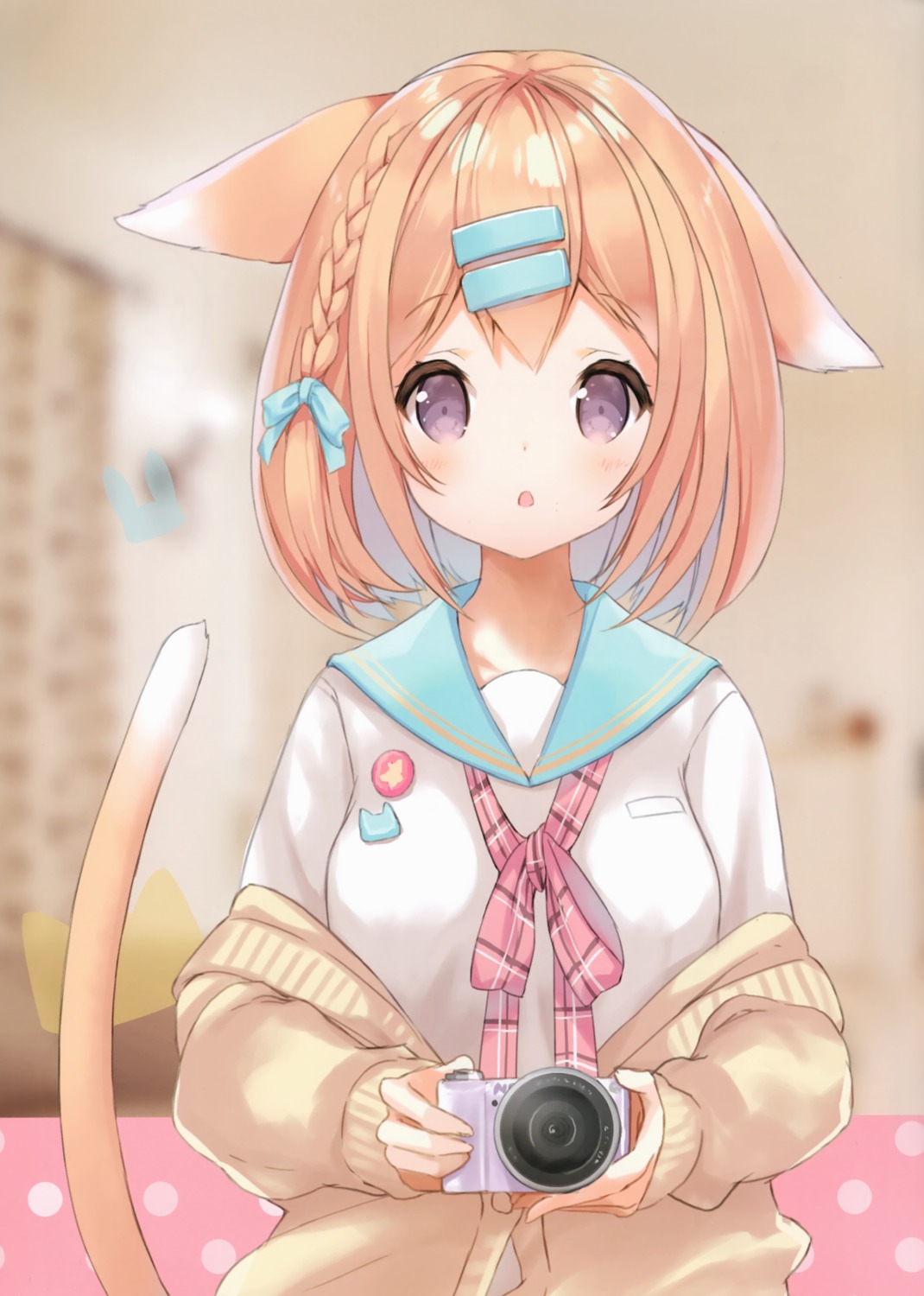 animal_ears, kurumi_iku, nekomimi, p19, practice, seifuku, sweater, tail