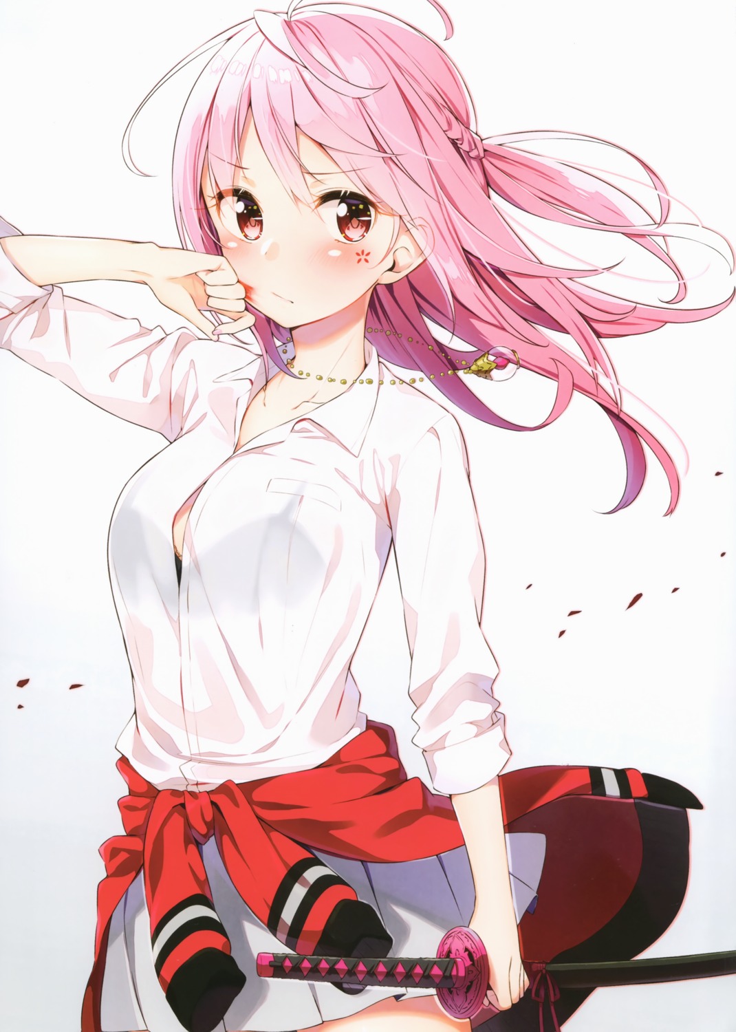 bra, sakuragi_ren, sakuranoiro, see_through, seifuku, sword, tattoo