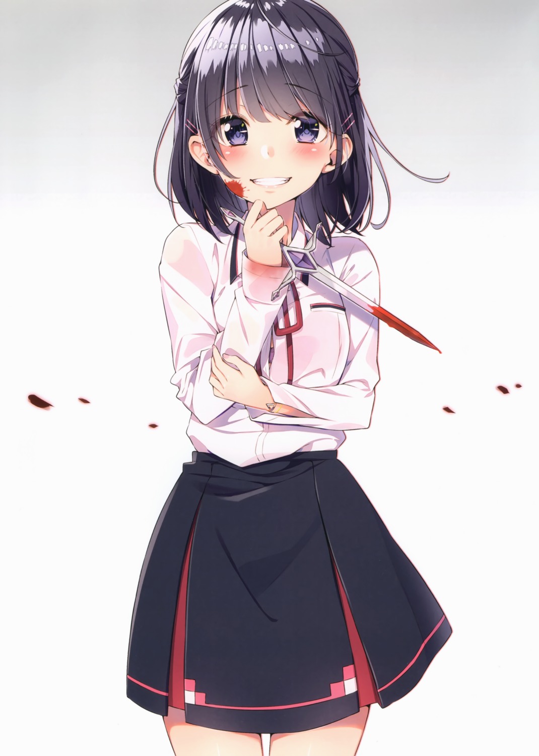 blood, sakuragi_ren, sakuranoiro, seifuku, weapon, yandere
