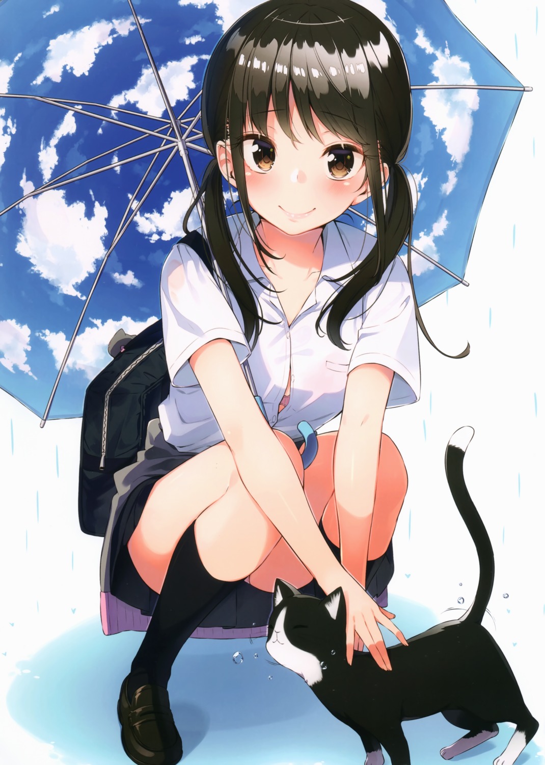 bra, neko, pantsu, sakuragi_ren, sakuranoiro, seifuku, umbrella