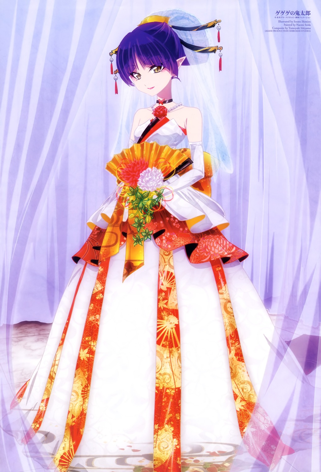 dress, gegege_no_kitarou, neko_musume, pointy_ears, shimizu_sorato