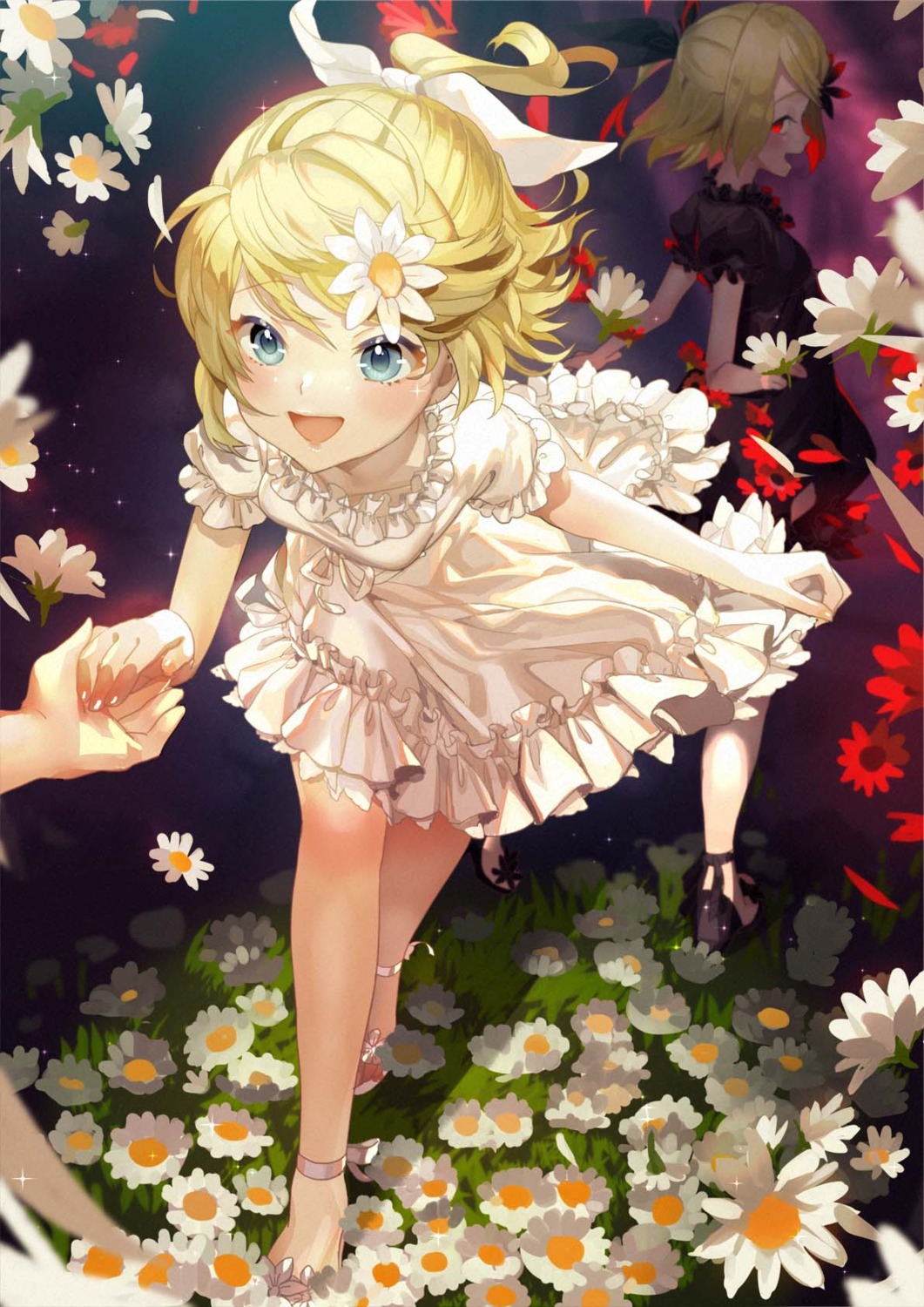 dress, heels, kagamine_rin, sawashi_(ur-sawasi), skirt_lift, vocaloid