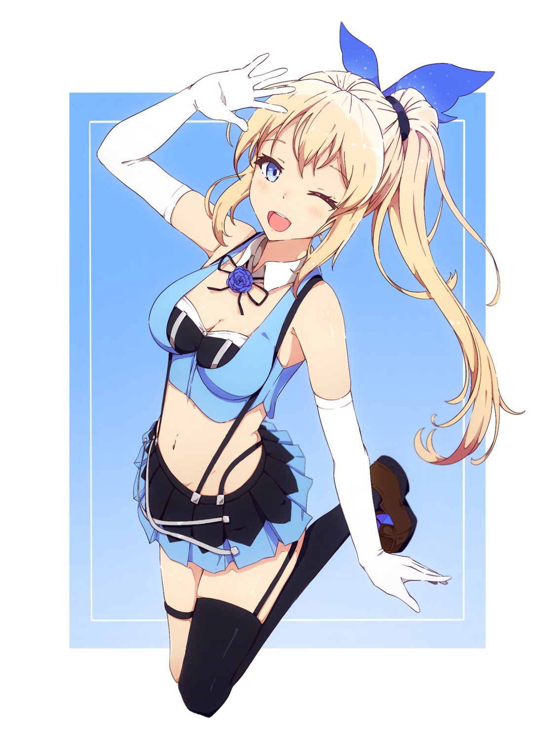 cleavage, garter, heels, mirai_akari, mirai_akari_project, senguyen1011, stockings, thighhighs