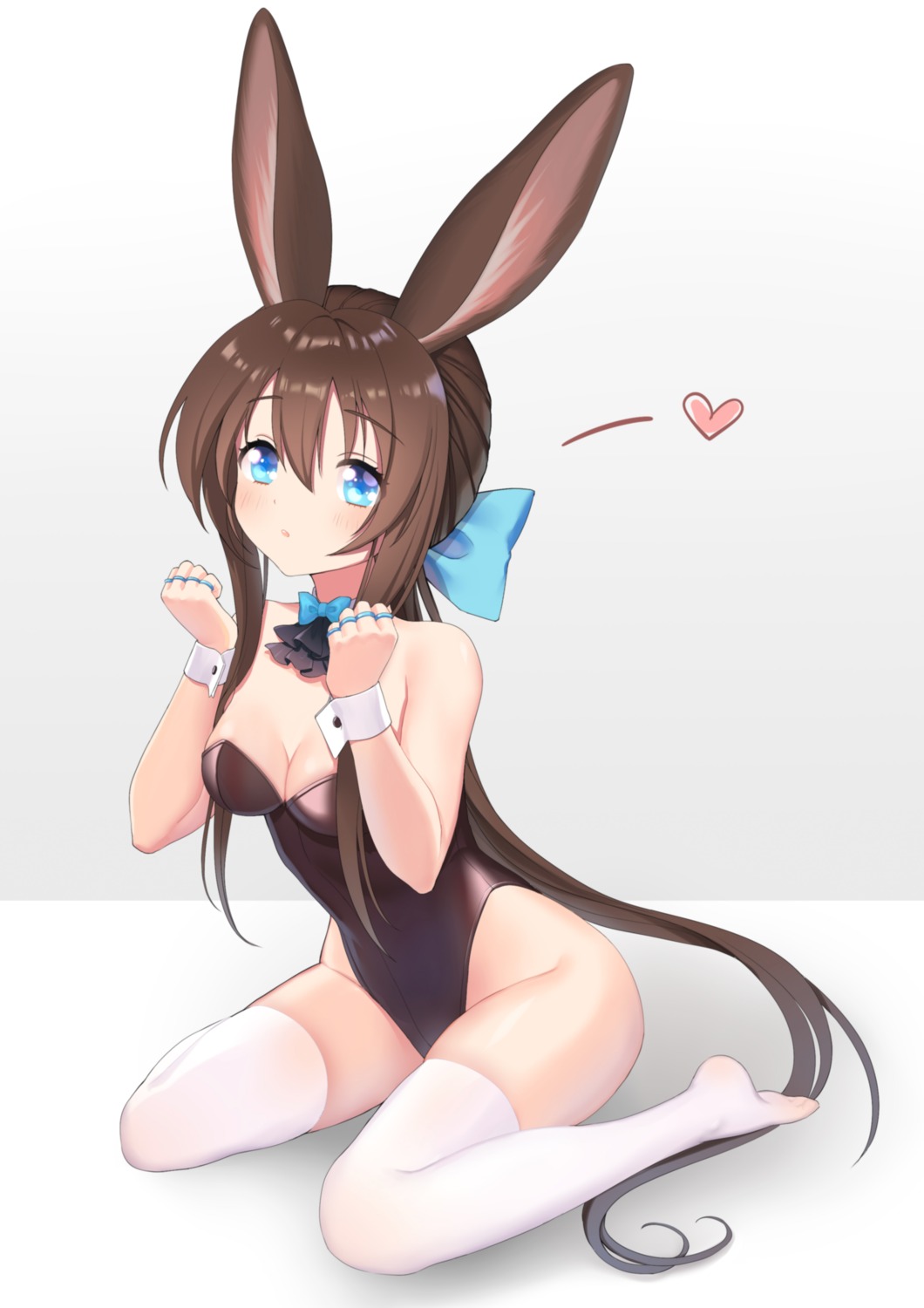 amiya_(arknights), animal_ears, arknights, bunny_ears, bunny_girl, cleavage, luobo1220, thighhighs
