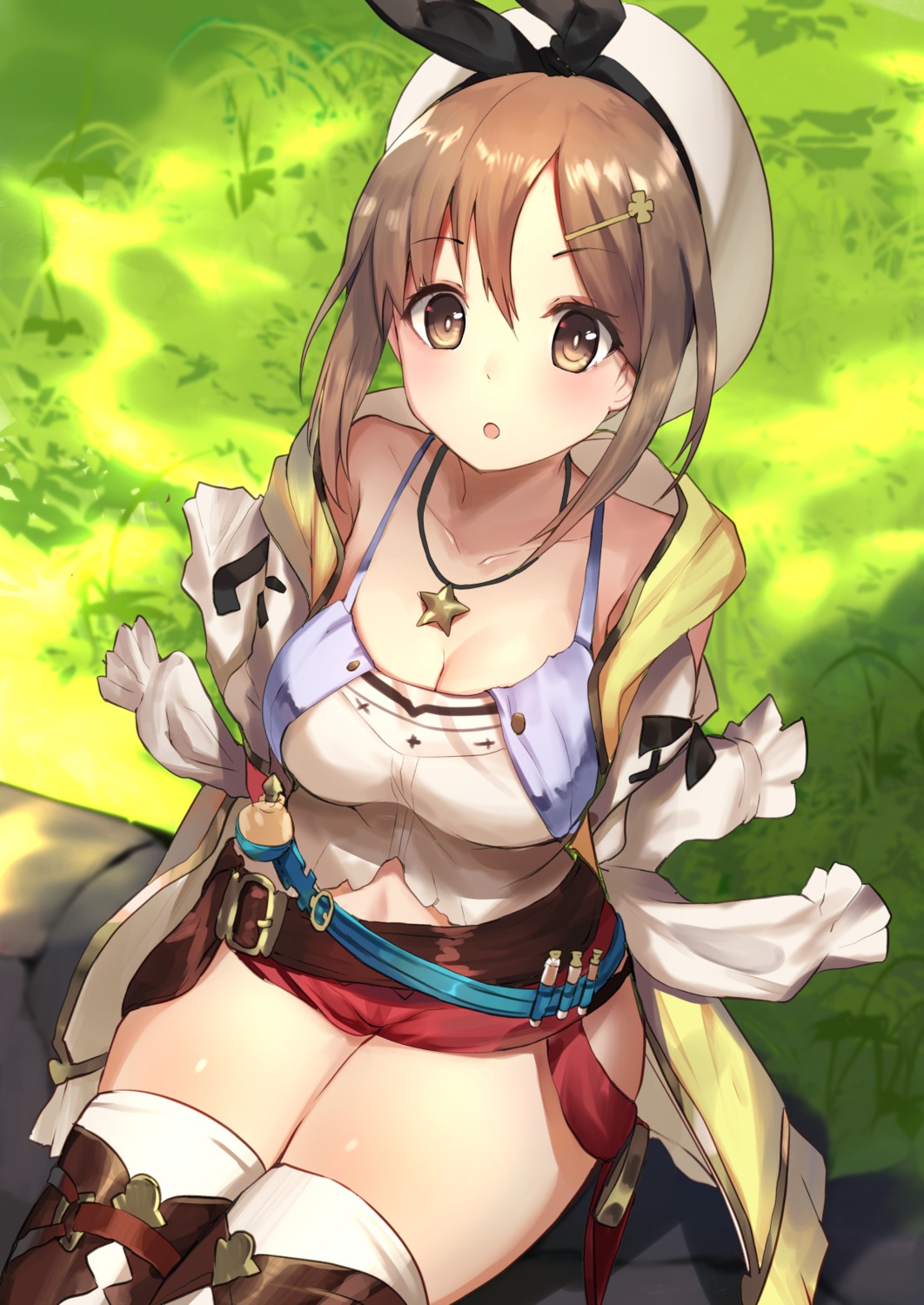 atelier, atelier_ryza, cleavage, haik, reisalin_stout, thighhighs