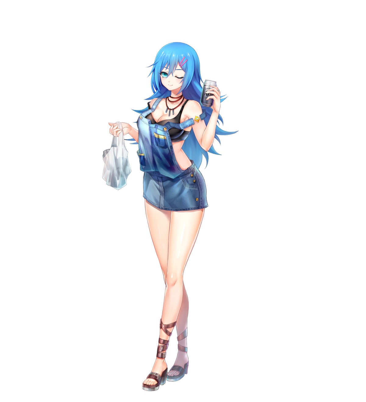 bikini_top, cleavage, heels, overalls, swimsuits, tagme, tokyo_necro