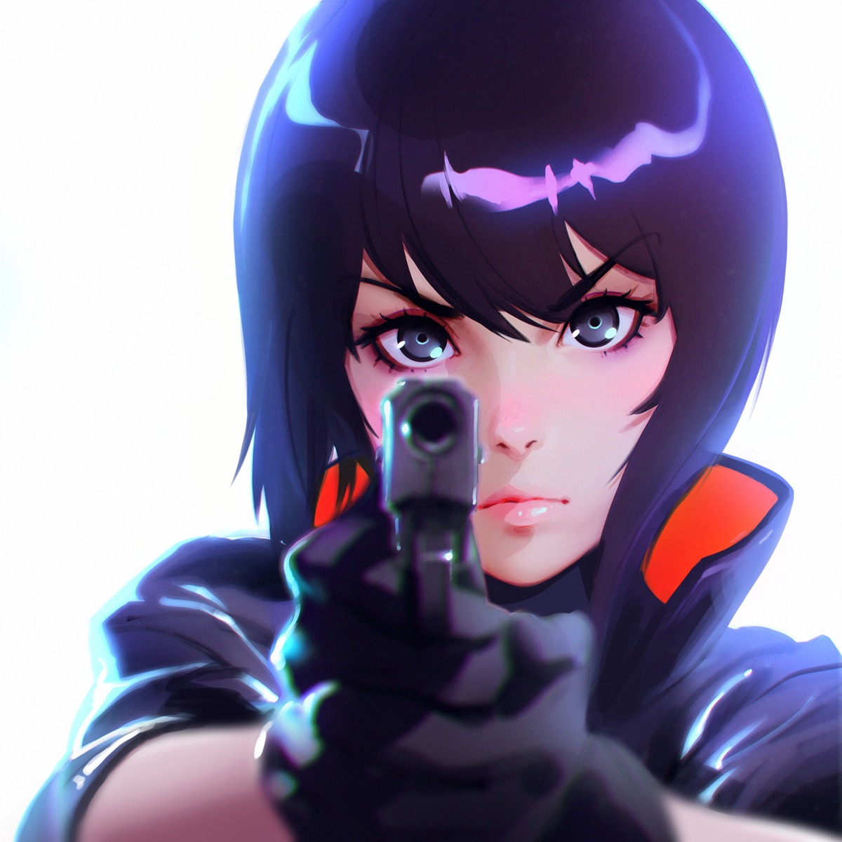 ghost_in_the_shell, gun, ilya_kuvshinov, kusanagi_motoko
