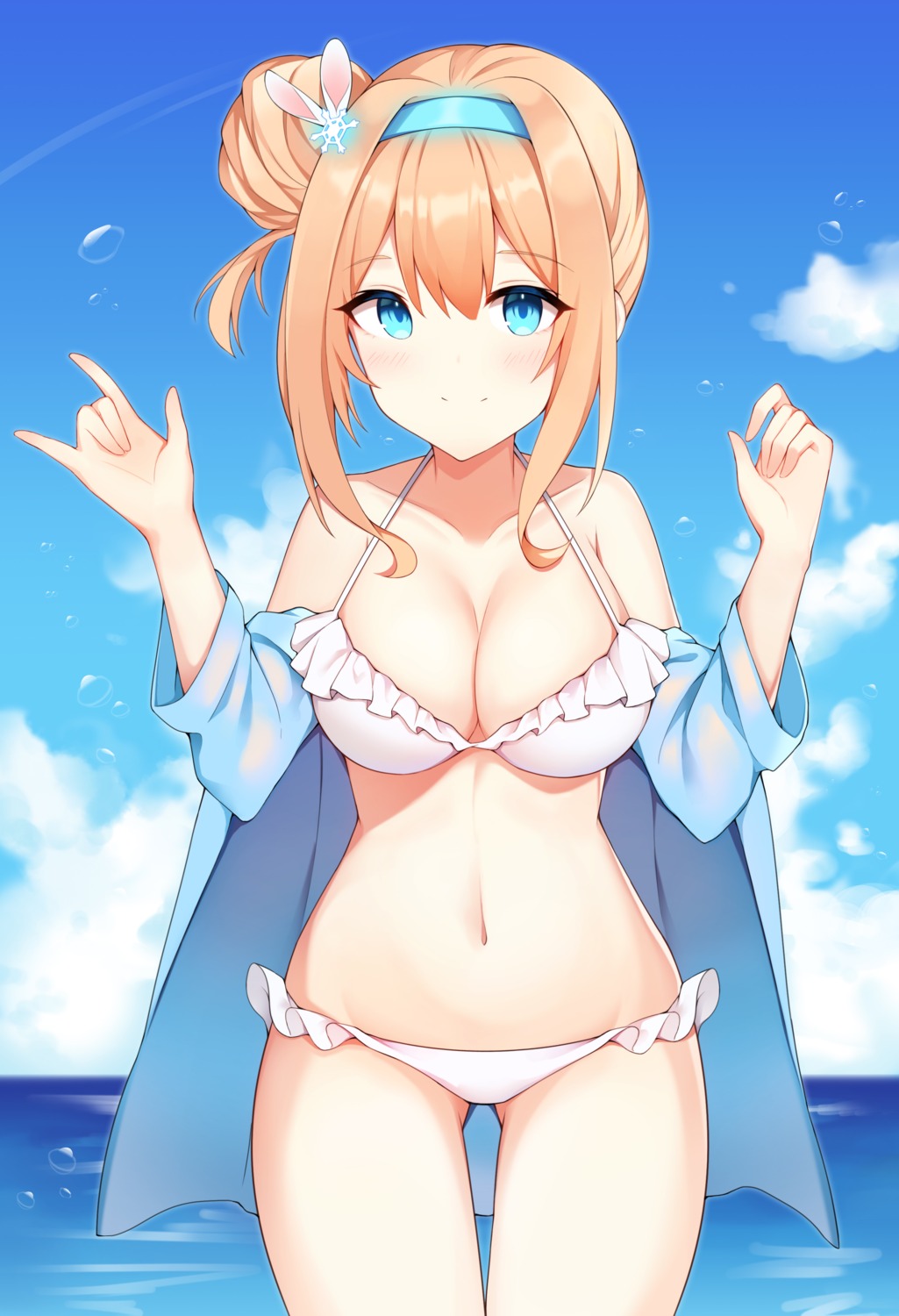 bikini, girls_frontline, open_shirt, paaru, suomi_kp31_(girls_frontline), swimsuits
