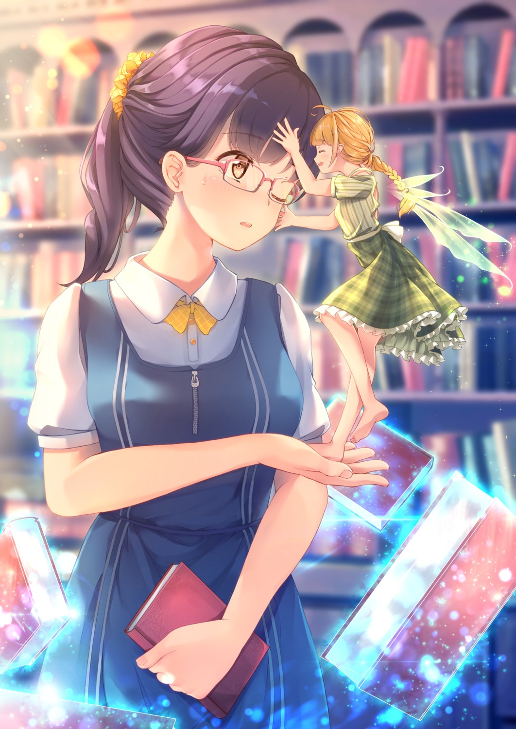 fairy, megane, seifuku, unwitherer, wings