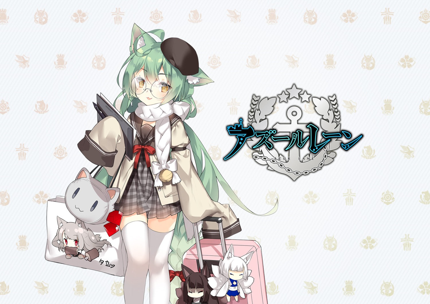 akagi_(azur_lane), akashi_(azur_lane), animal_ears, azur_lane, chibi, kaga_(azur_lane), kitsune, megane