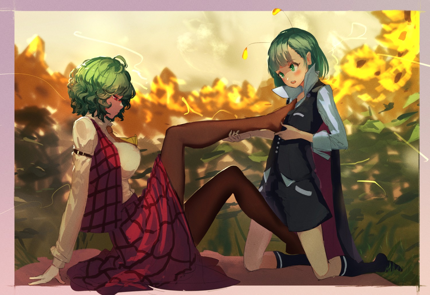 kazami_yuuka, kikimifukuri, pantyhose, touhou, wriggle_nightbug, yuri