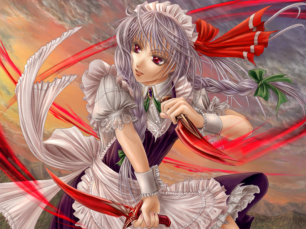 izayoi_sakuya, maid, touhou, wallpaper, yuki_shuuka
