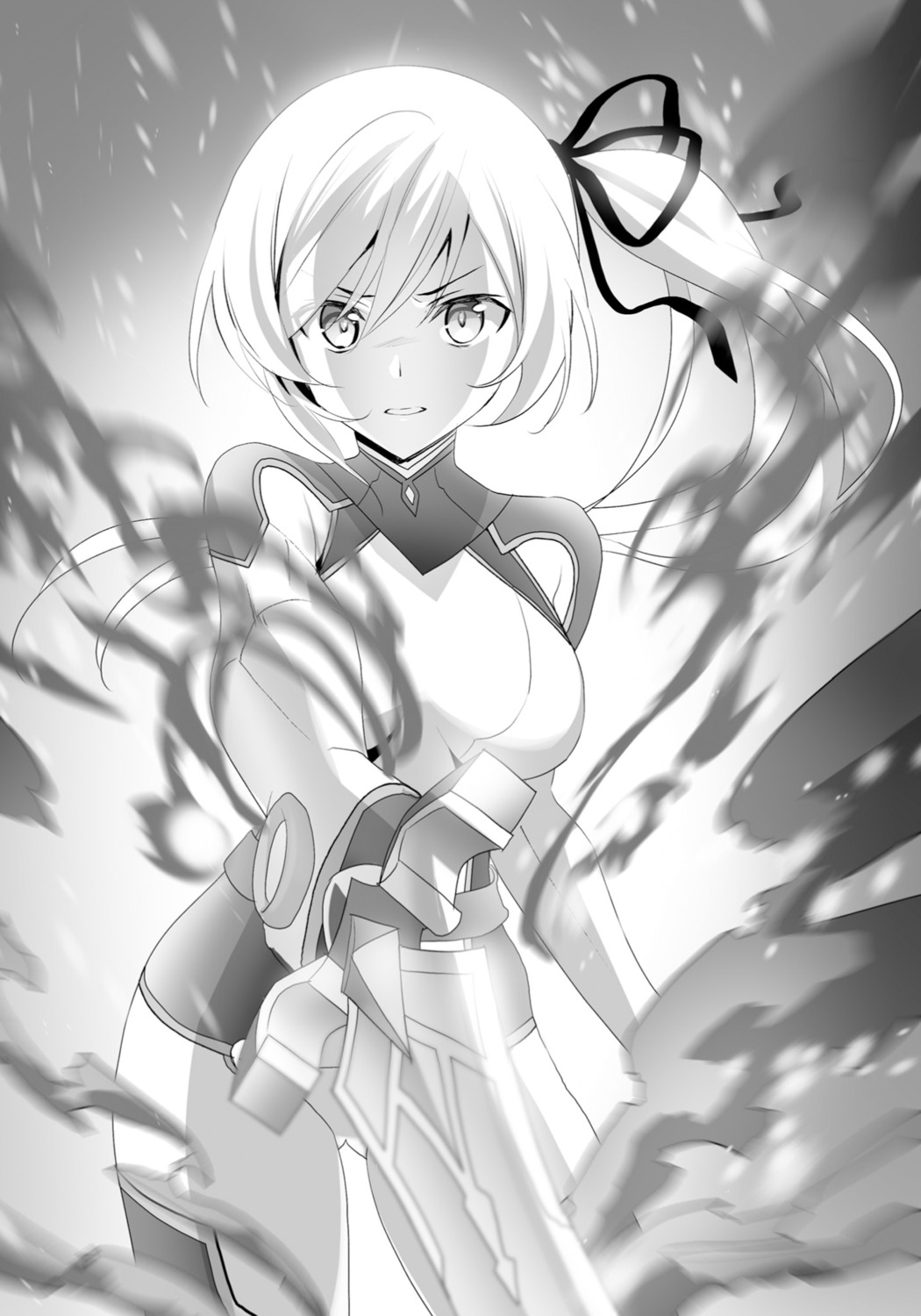bodysuit, lisesharte_atismata, monochrome, murakami_yuichi, saijaku_muhai_no_bahamut, sword