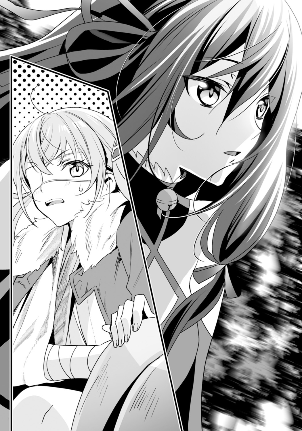 bandages, bodysuit, eyepatch, kirihime_yoruka, magialca_zen_vanfrick, monochrome, murakami_yuichi, saijaku_muhai_no_bahamut