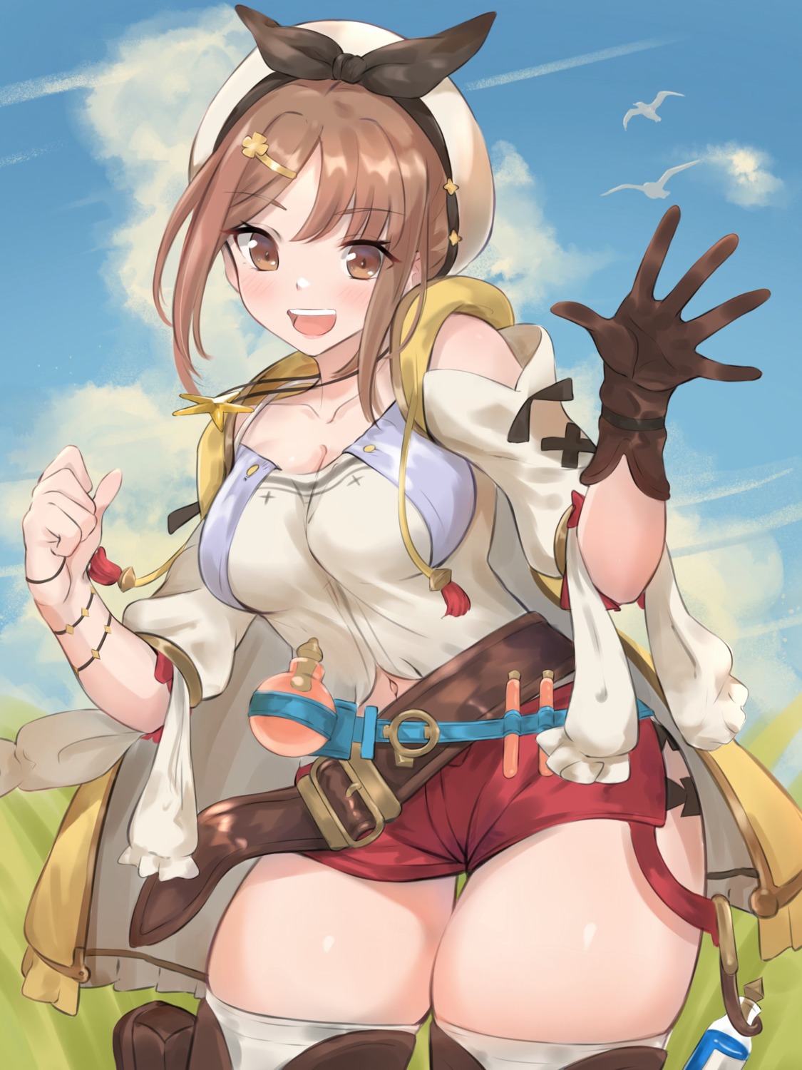 atelier, atelier_ryza, cleavage, reisalin_stout, renzu_(lens_02), thighhighs