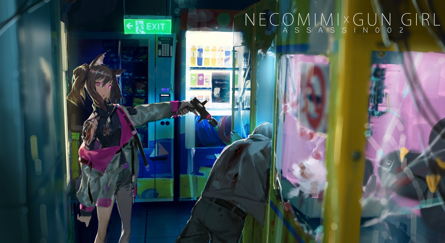 animal_ears, gun, kare_huang, nekomimi