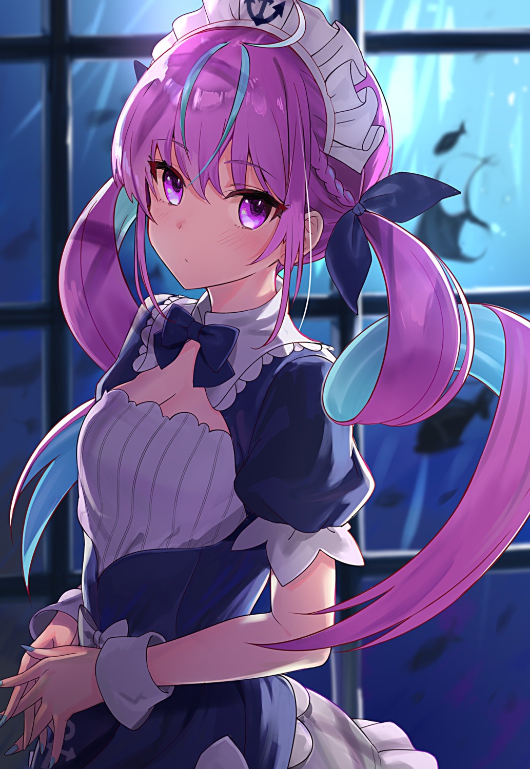 cleavage, hololive, maid, minato_aqua, miruto_netsuki