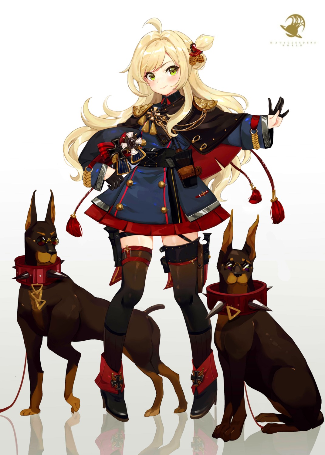 garter, heels, thighhighs, tomato_omurice_melon, uniform
