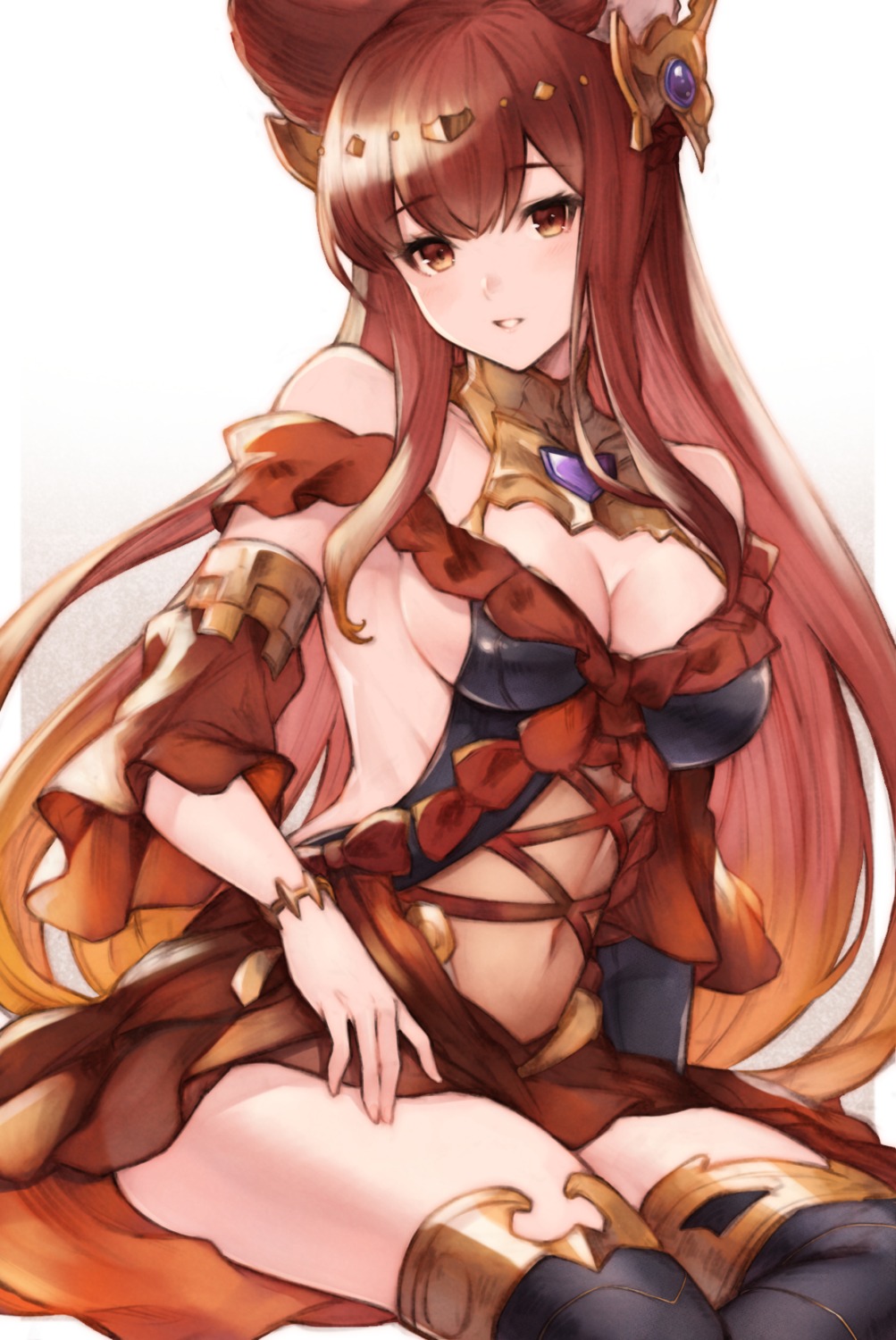 animal_ears, anthuria_(granblue_fantasy), cleavage, granblue_fantasy, koretsuki_azuma, thighhighs