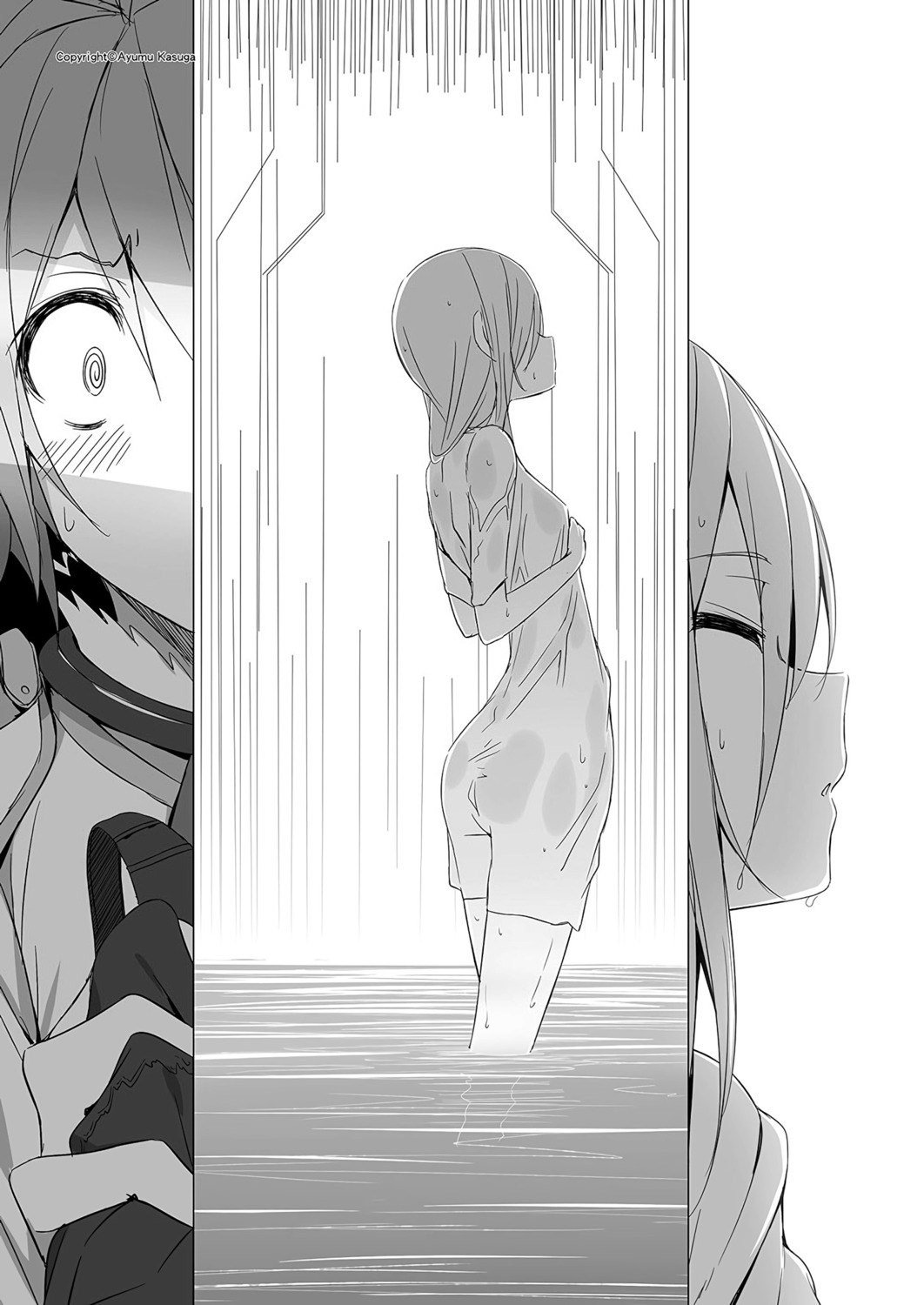ass, breast_hold, kasuga_ayumu_(artist), krulcifer_einfolk, lux_arcadia, monochrome, saijaku_muhai_no_bahamut, see_through