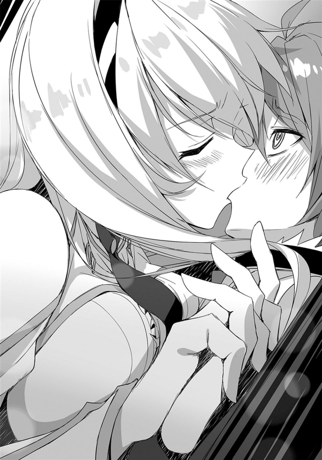 celistia_ralgris, kasuga_ayumu_(artist), lux_arcadia, monochrome, saijaku_muhai_no_bahamut, seifuku