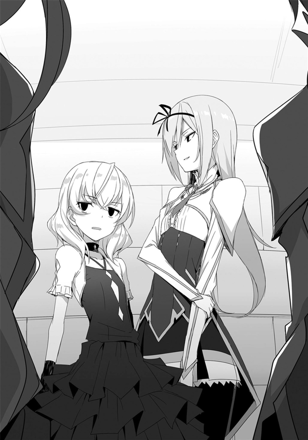 kasuga_ayumu_(artist), krulcifer_einfolk, mel_gizalut, monochrome, pantyhose, saijaku_muhai_no_bahamut, seifuku
