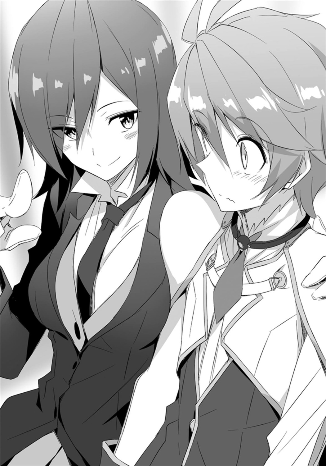 kasuga_ayumu_(artist), lux_arcadia, monochrome, saijaku_muhai_no_bahamut, seifuku, shalice_baltshift