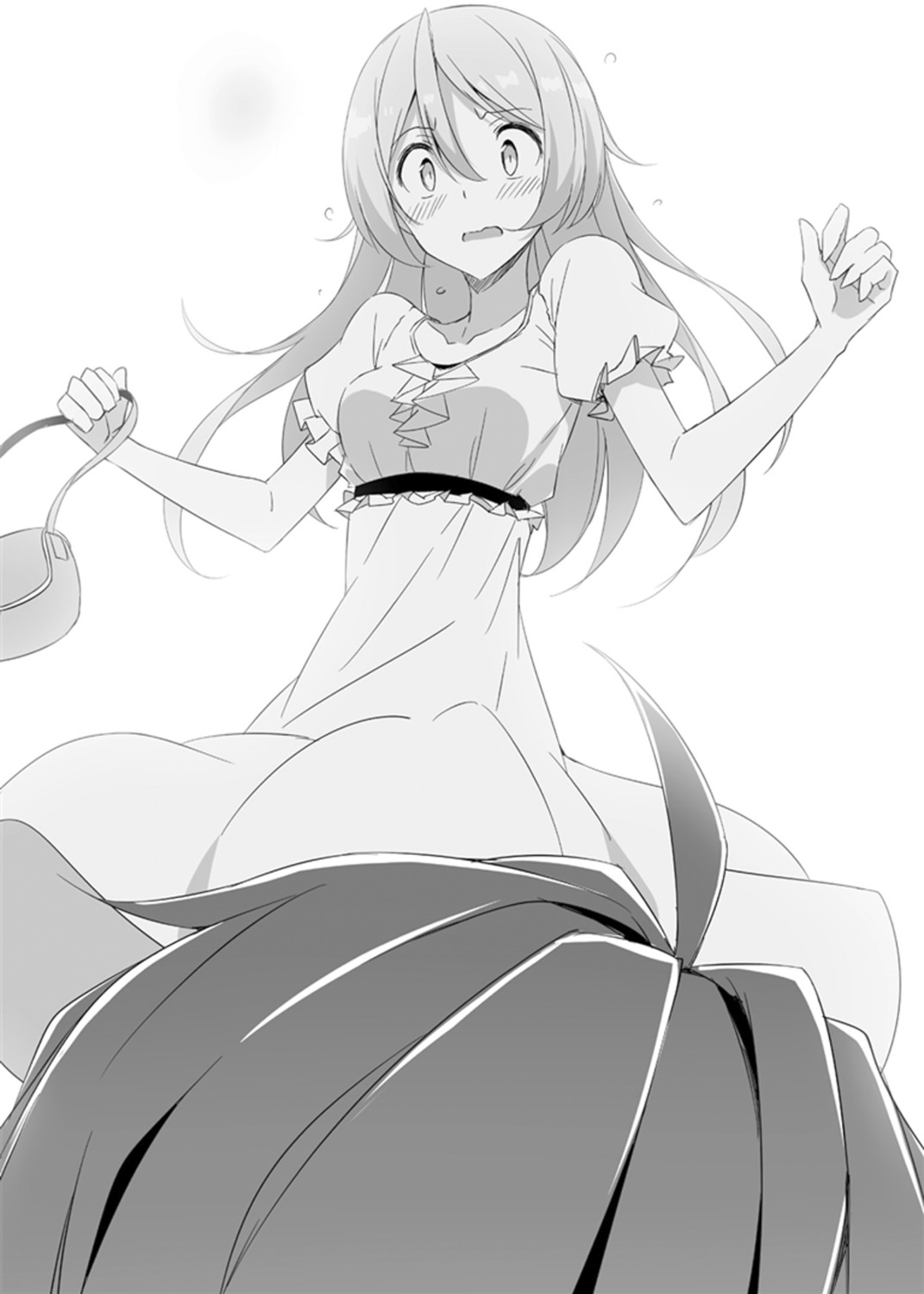 aeril_vi_arcadia, coral_esther, dress, kasuga_ayumu_(artist), lux_arcadia, monochrome, saijaku_muhai_no_bahamut