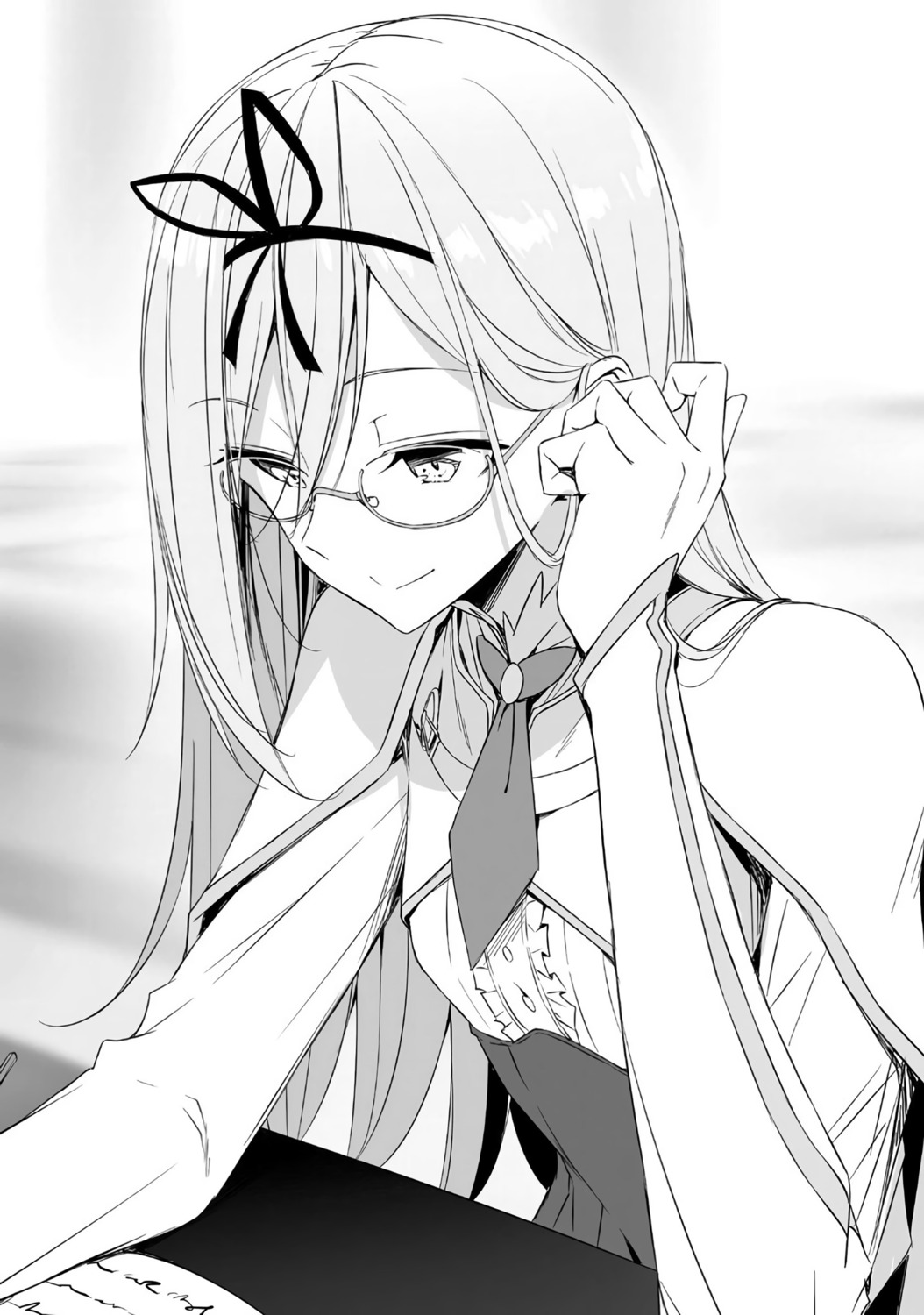 kasuga_ayumu_(artist), krulcifer_einfolk, megane, monochrome, saijaku_muhai_no_bahamut, seifuku