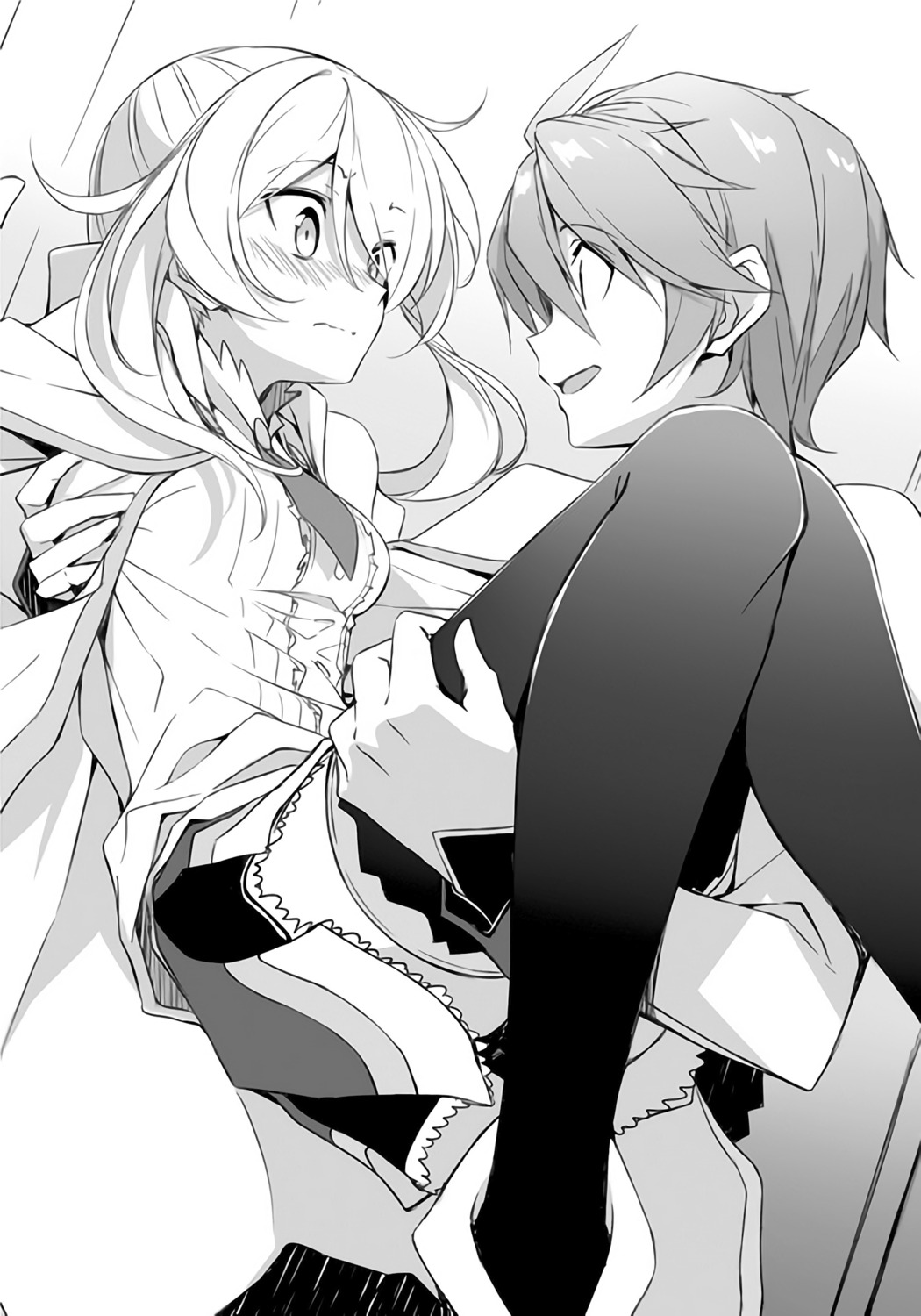 kasuga_ayumu_(artist), lisesharte_atismata, lux_arcadia, monochrome, saijaku_muhai_no_bahamut, seifuku, thighhighs