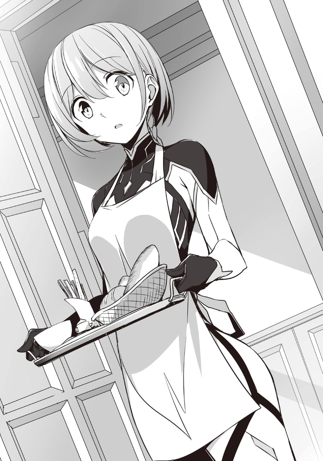 aeril_vi_arcadia, bodysuit, kasuga_ayumu_(artist), monochrome, saijaku_muhai_no_bahamut