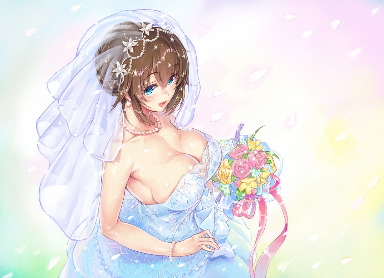 cleavage, dress, fujisaki_yua, ore_p_1gou, see_through, wedding_dress, yua_(channel)