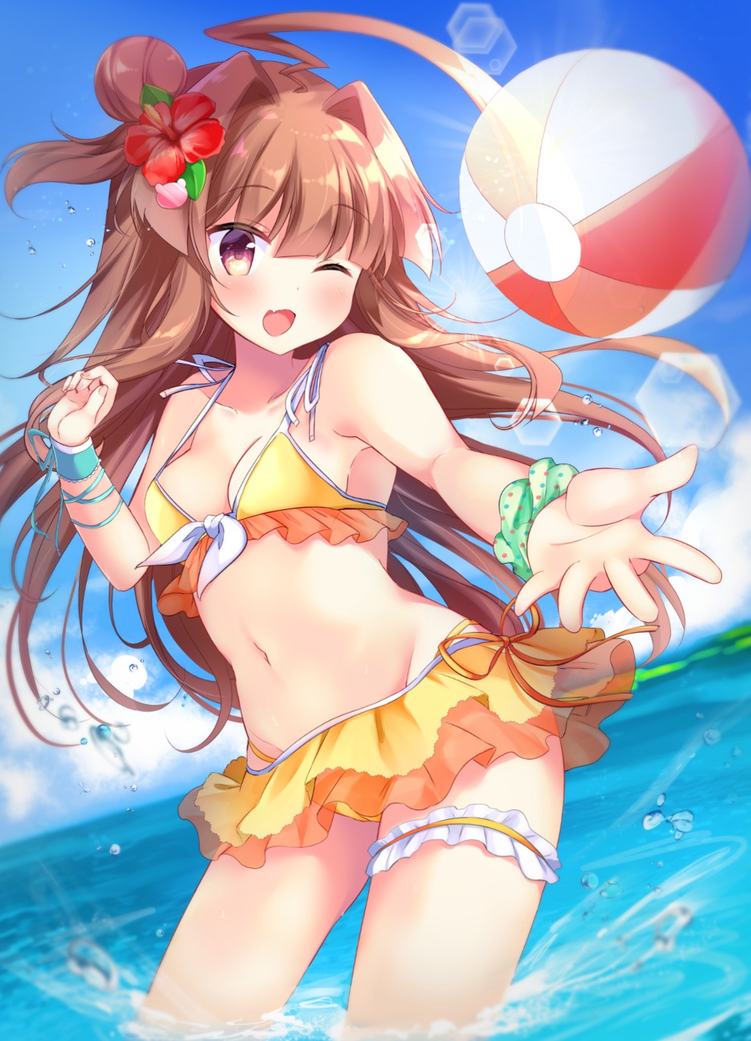 bikini, garter, kantai_collection, kuma_(kancolle), swimsuits, wet, yuimisu