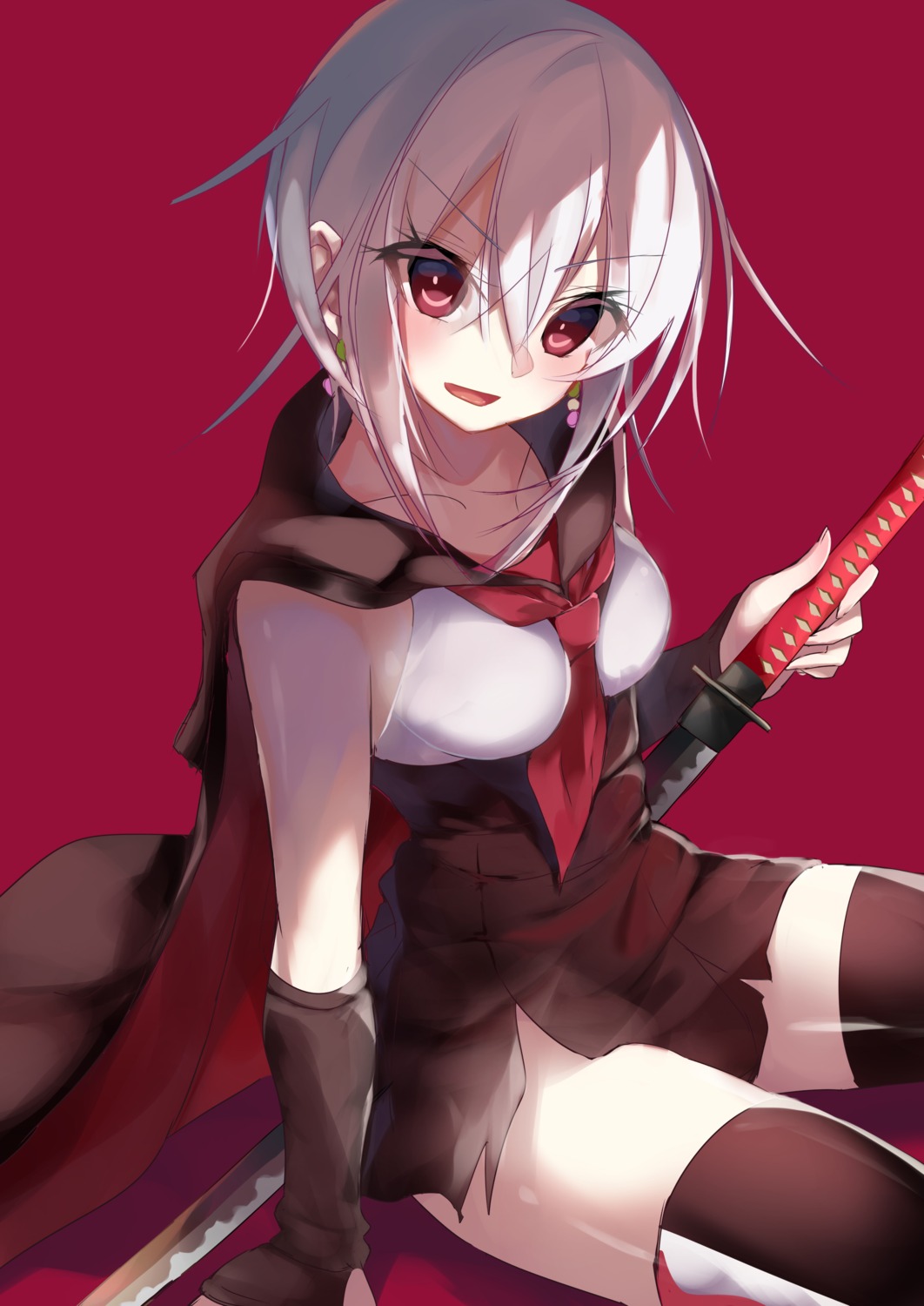 amakawa_sakko, haccho_nenbutsu, sword, tenka_hyakken, thighhighs, torn_clothes
