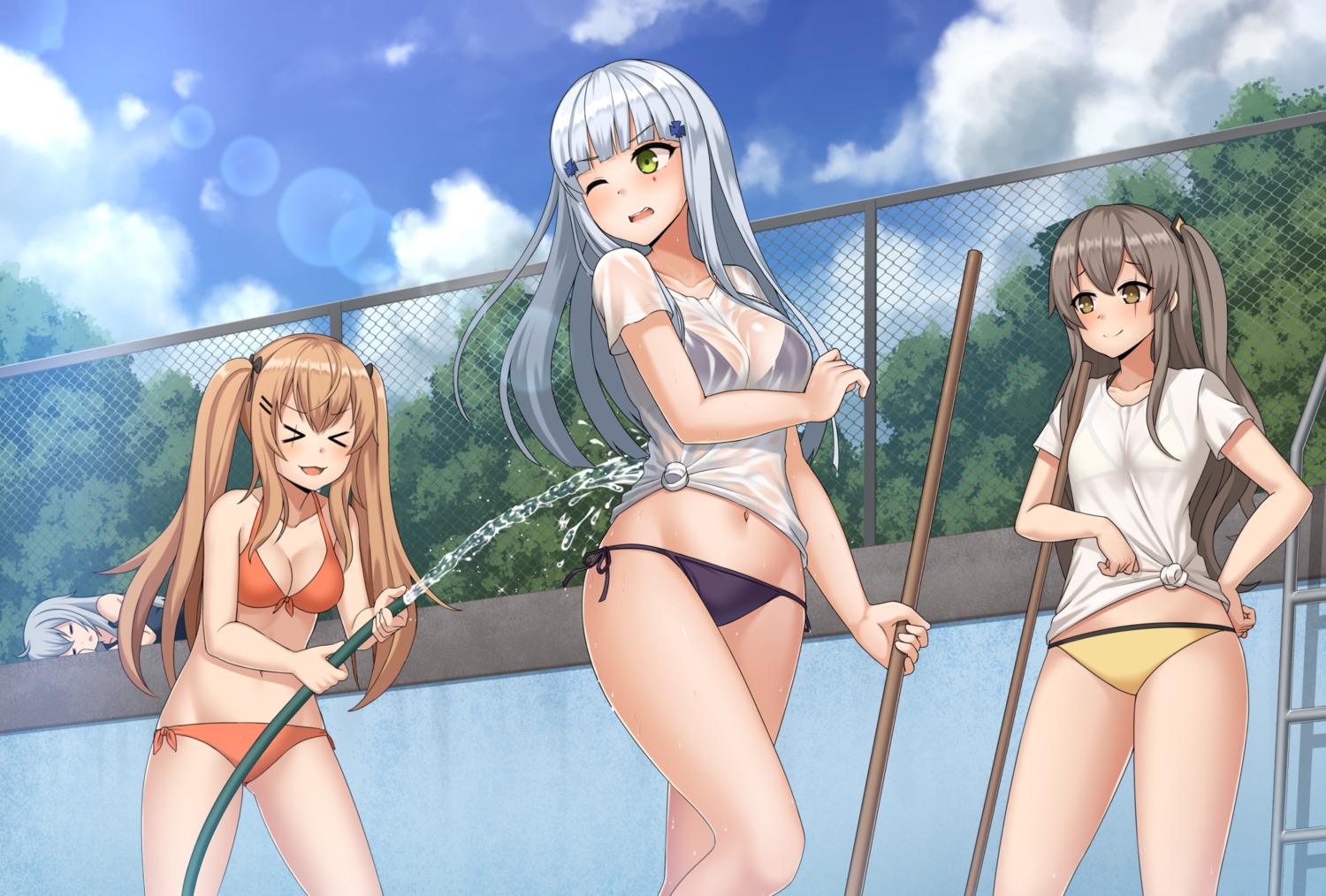 bikini, cleavage, g11_(girls_frontline), girls_frontline, hk416_(girls_frontline), kurisu-kun, see_through, swimsuits