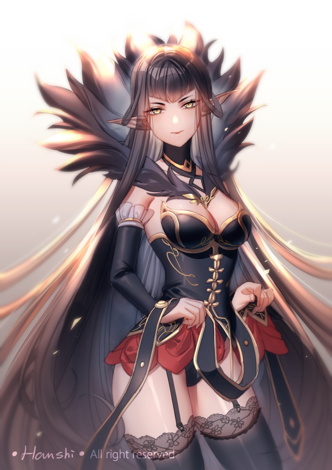 anier, armor, cleavage, fate/apocrypha, fate/stay_night, leotard, pointy_ears, semiramis_(fate)