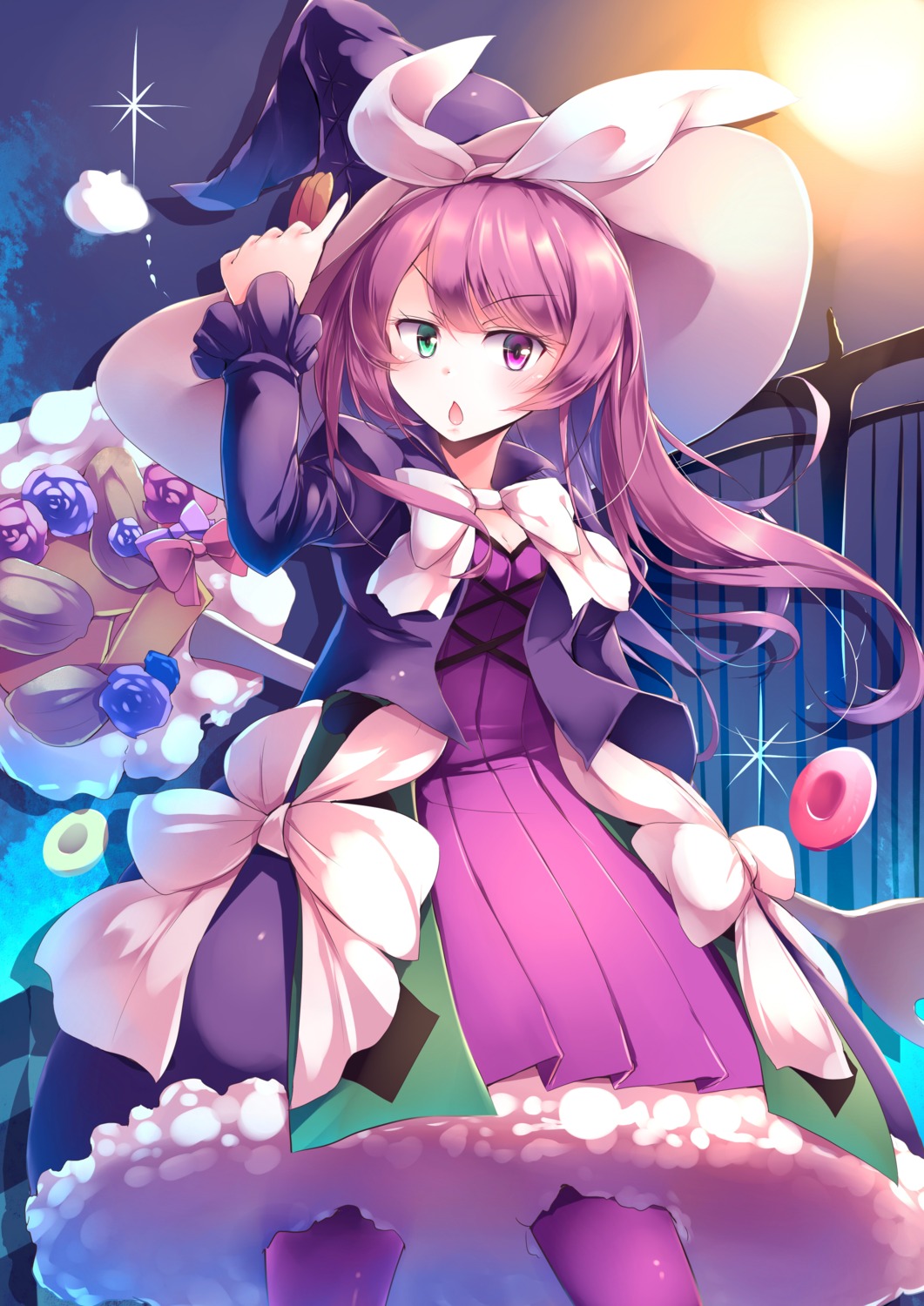 cleavage, dress, heterochromia, kanzakietc, madolche_magileine, witch, yugioh
