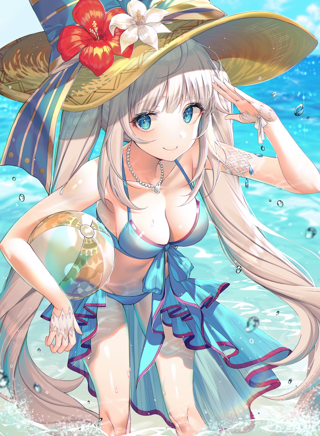 bikini, cleavage, fate/grand_order, kinty, marie_antoinette_(fate), swimsuits, wet