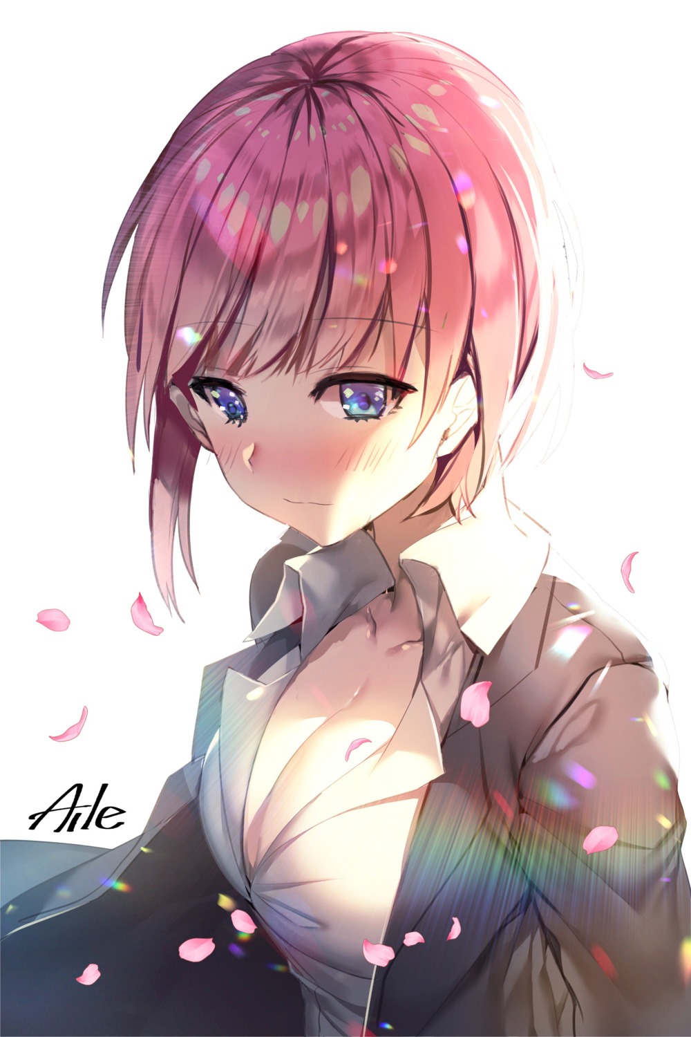 5-toubun_no_hanayome, aile_(crossroads), cleavage, nakano_ichika, seifuku