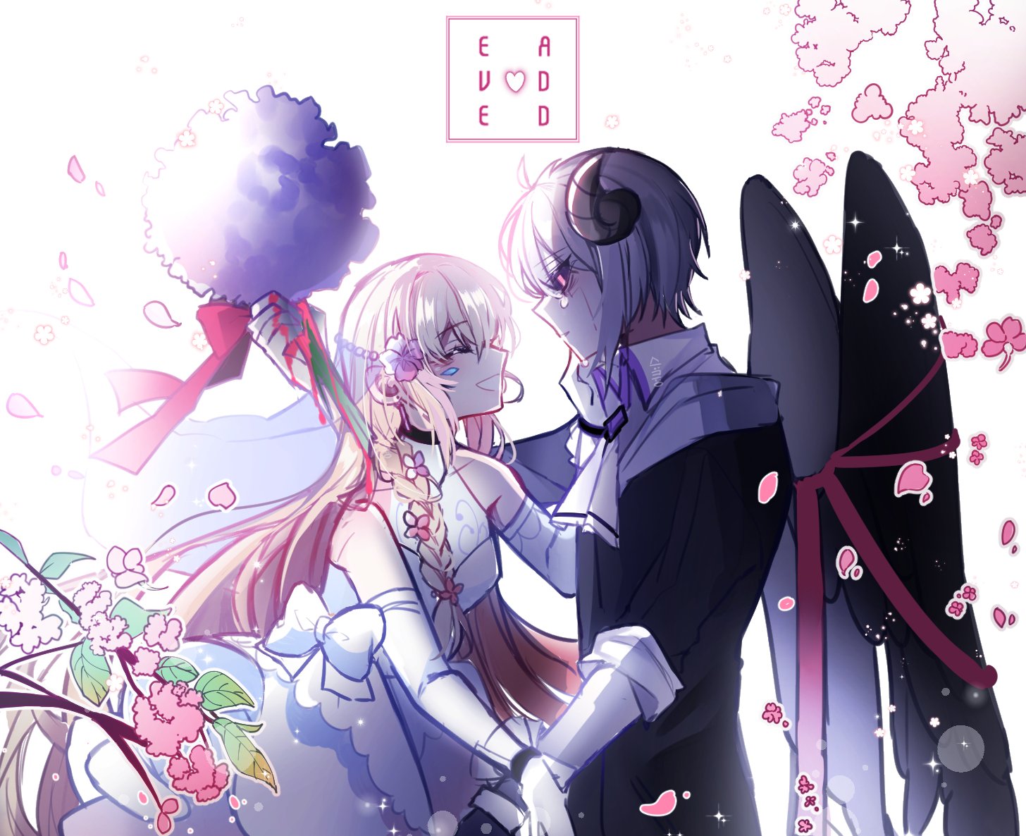 add_(elsword), dress, elsword, eve_(elsword), horns, tagme, wedding_dress, wings