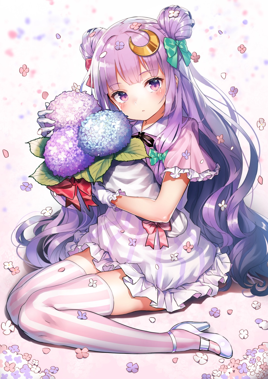 dress, heels, patchouli_knowledge, pyonsuke_(pyon2_mfg), thighhighs, touhou