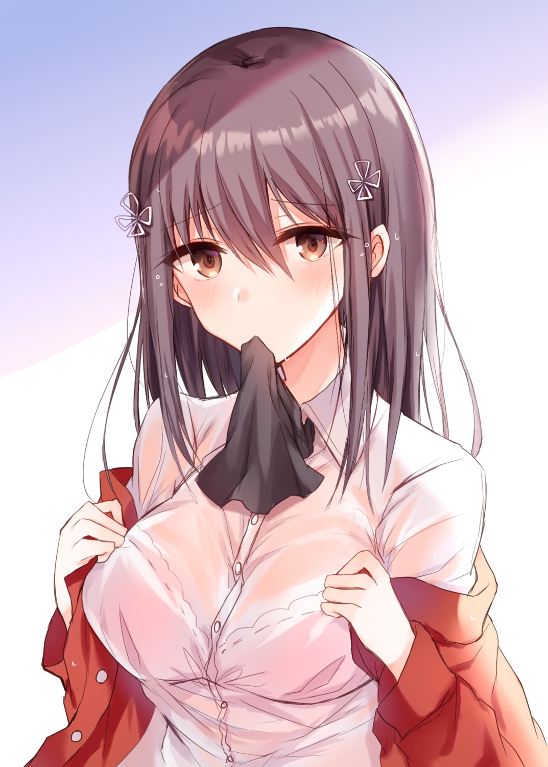 bra, kinona, see_through, seifuku, wet_clothes